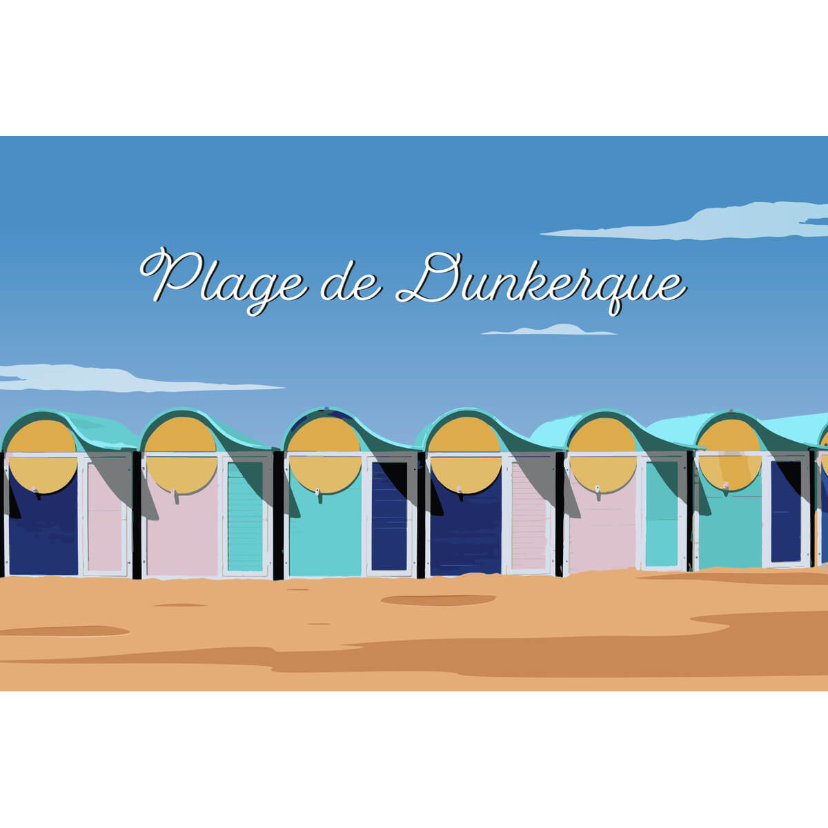 Tableau mural illustration plage de Dunkerque