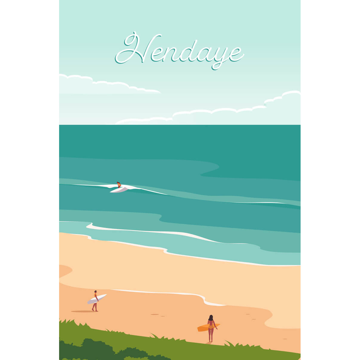 Tableau mural illustration plage d'Hendaye Tableau mural illustration plage d'Hendaye