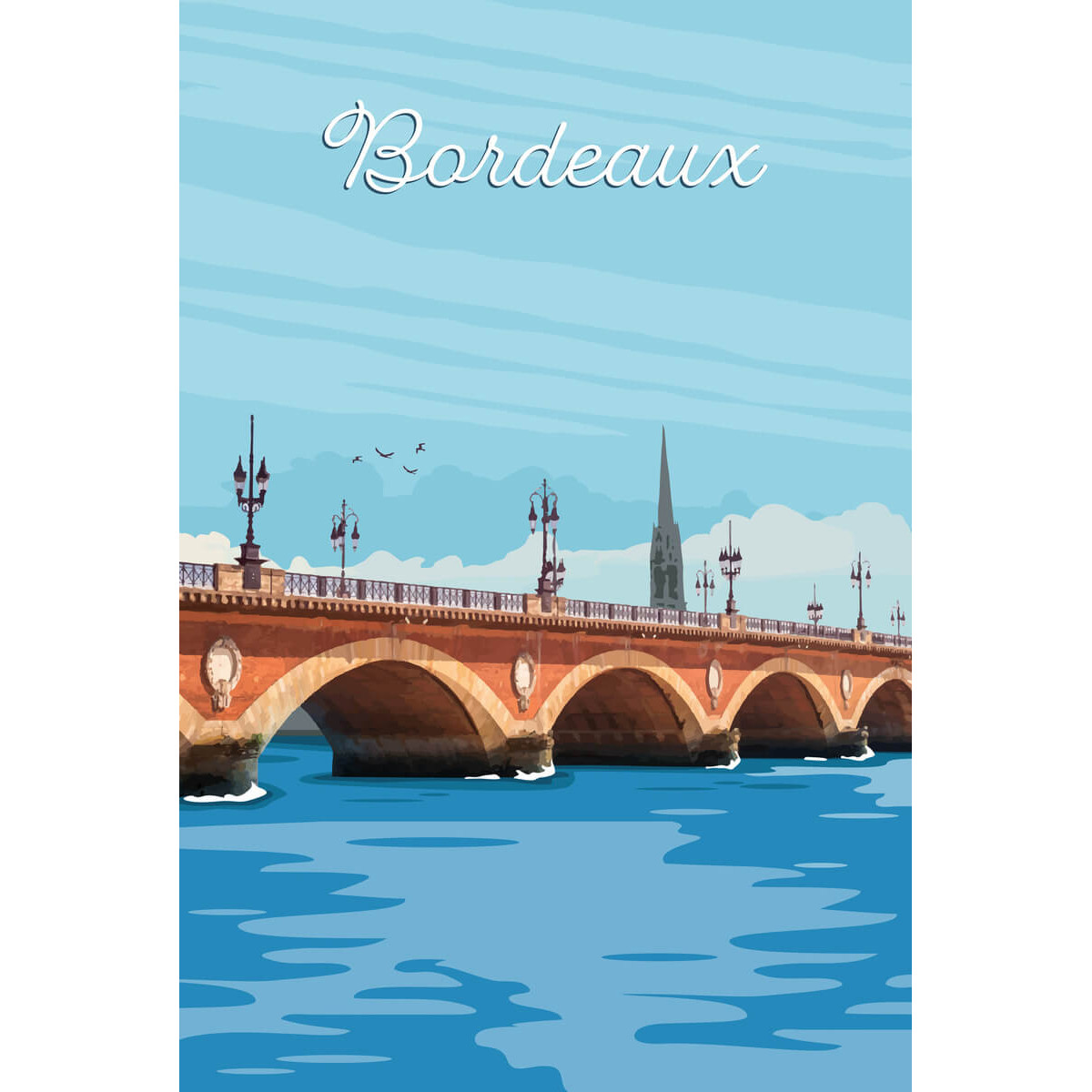 Tableau mural illustration pont de pierre Bordeaux