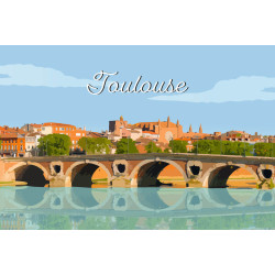 Tableau mural illustration pont neuf Toulouse