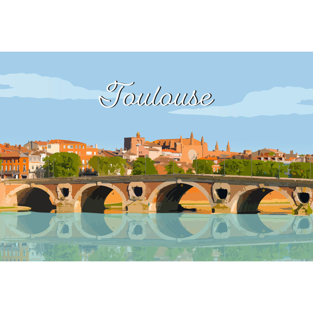 Tableau mural illustration pont neuf Toulouse Tableau mural illustration pont neuf Toulouse