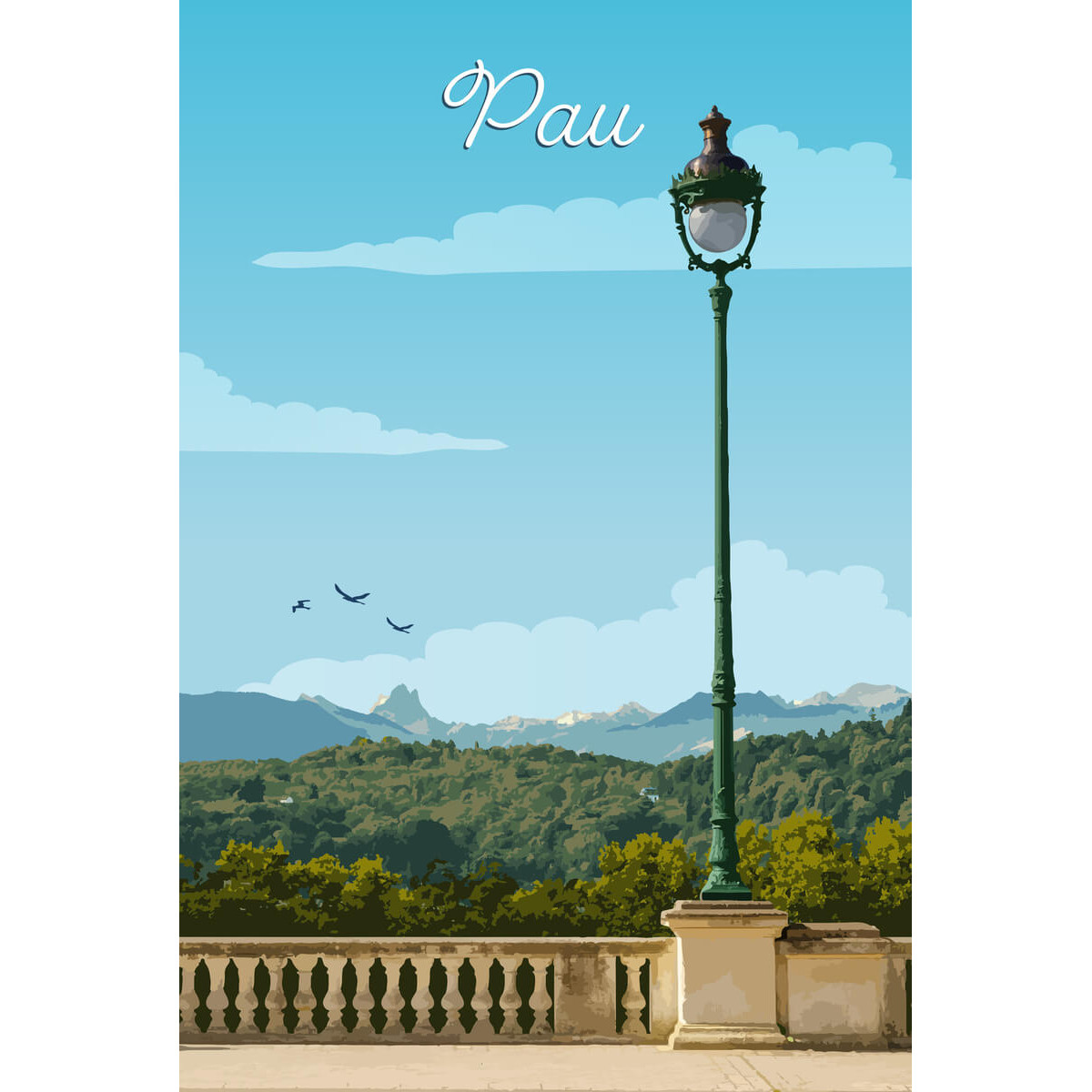 Tableau mural illustration terrasse Pau