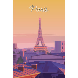 Tableau mural illustration Tour Eiffel Paris