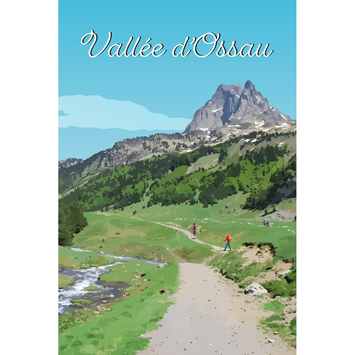 Tableau mural illustration vallée d'Ossau Tableau mural illustration vallée d'Ossau