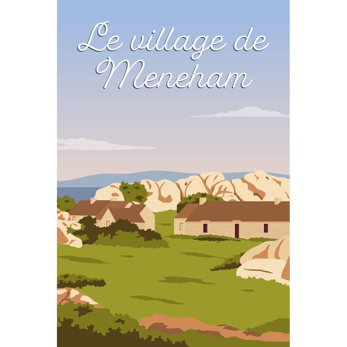 Tableau mural illustration village de Meneham