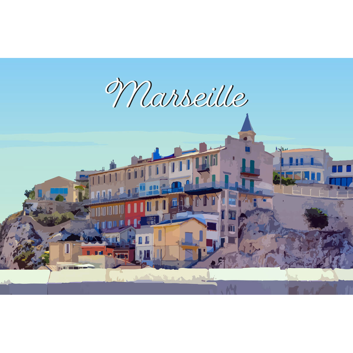 Tableau mural illustration ville de Marseille Tableau mural illustration ville de Marseille
