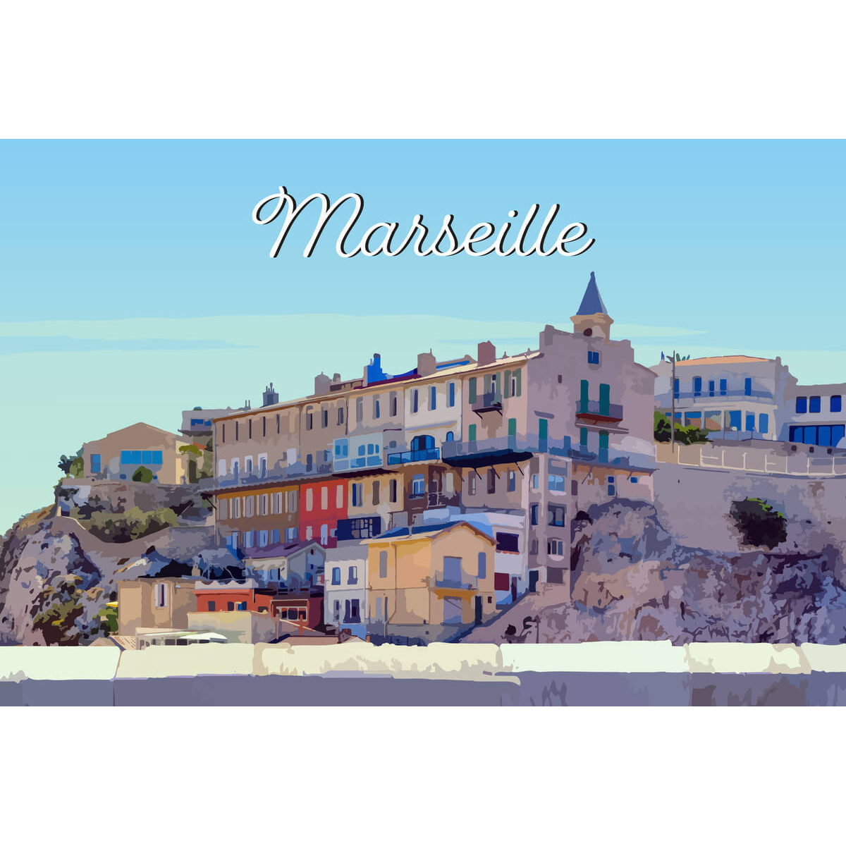 Tableau mural illustration ville de Marseille