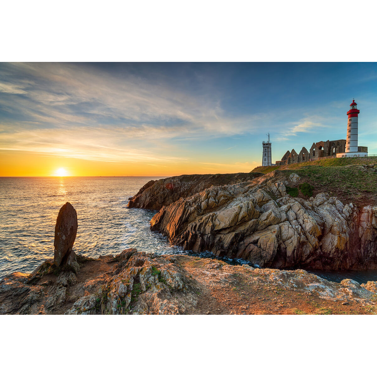 Tableau mural sunset phare Saint-Mathieu