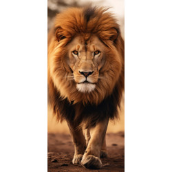 Tableau sur verre synthétique lion sauvage 65x145 cm