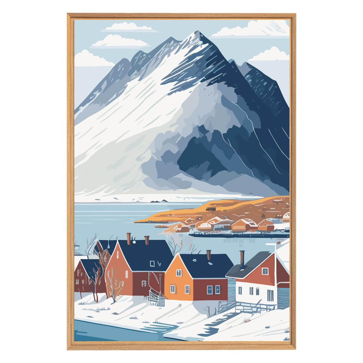 Tableau mural encadré montagne enneigé 65x97 cm face Tableau mural encadré montagne enneigé 65x97 cm face