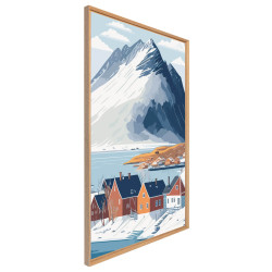 Tableau mural encadré montagne enneigé 65x97 cm biais