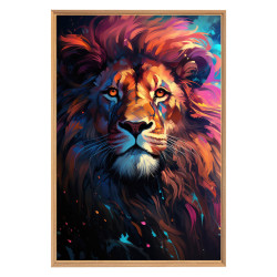 Tableau mural encadré lion vibrant 65x97 cm face