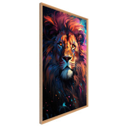 Tableau mural encadré lion vibrant 65x97 cm biais