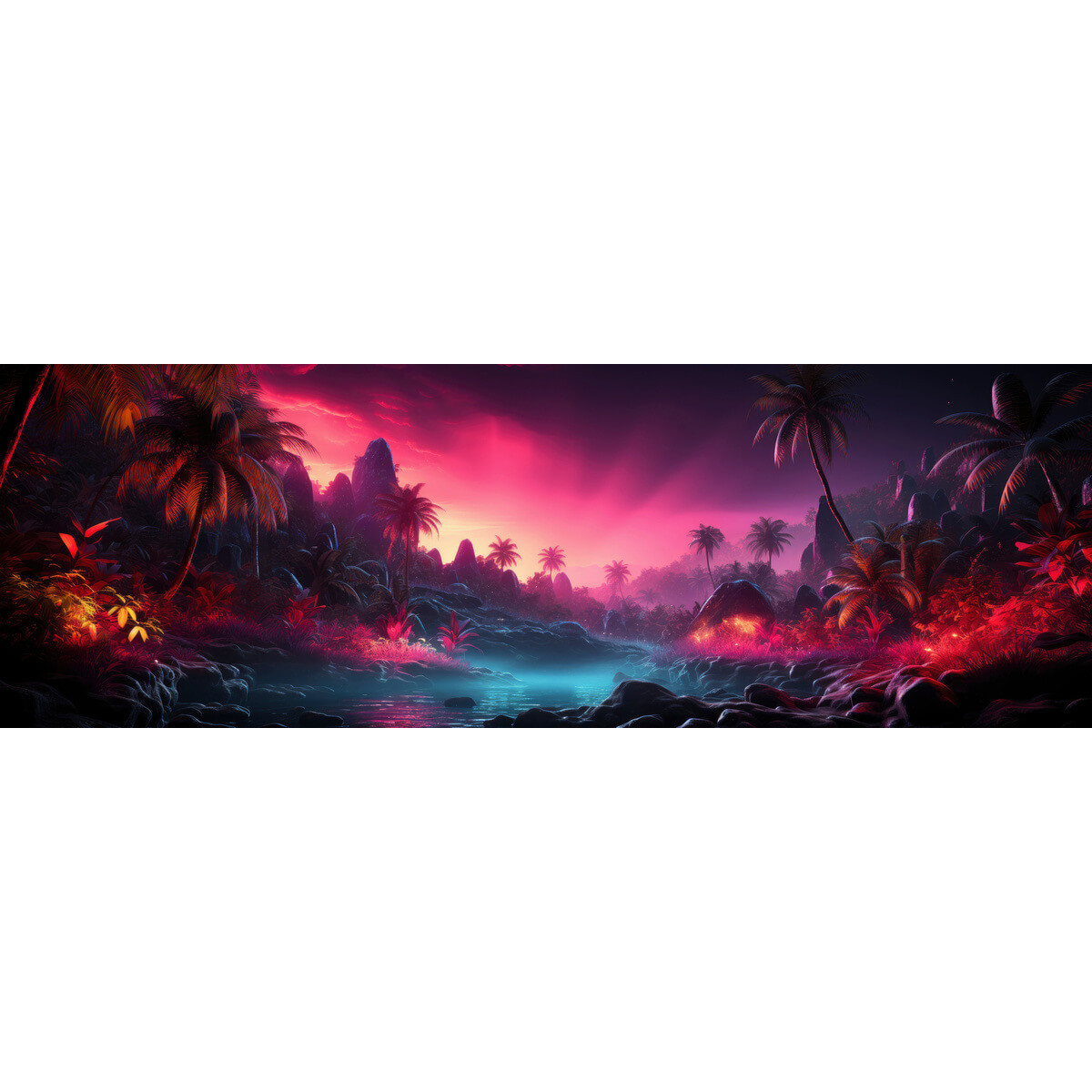 Tableau sur toile forêt tropicale fluorescente