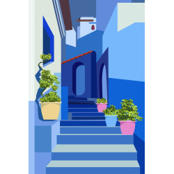 Tableau mural illustration escalier