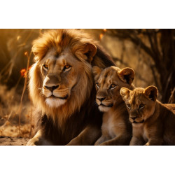 Tableau mural famille lion