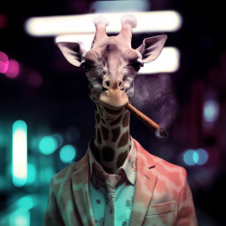 Tableau mural girafe avec cigare