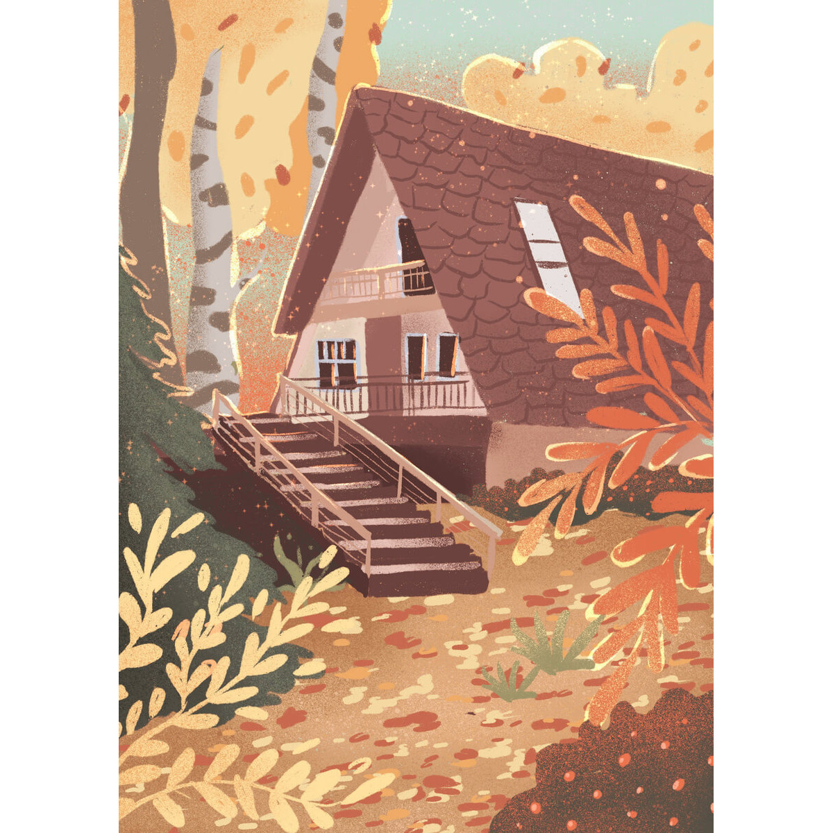 Tableau mural illustration maison sauvage Tableau mural illustration maison sauvage