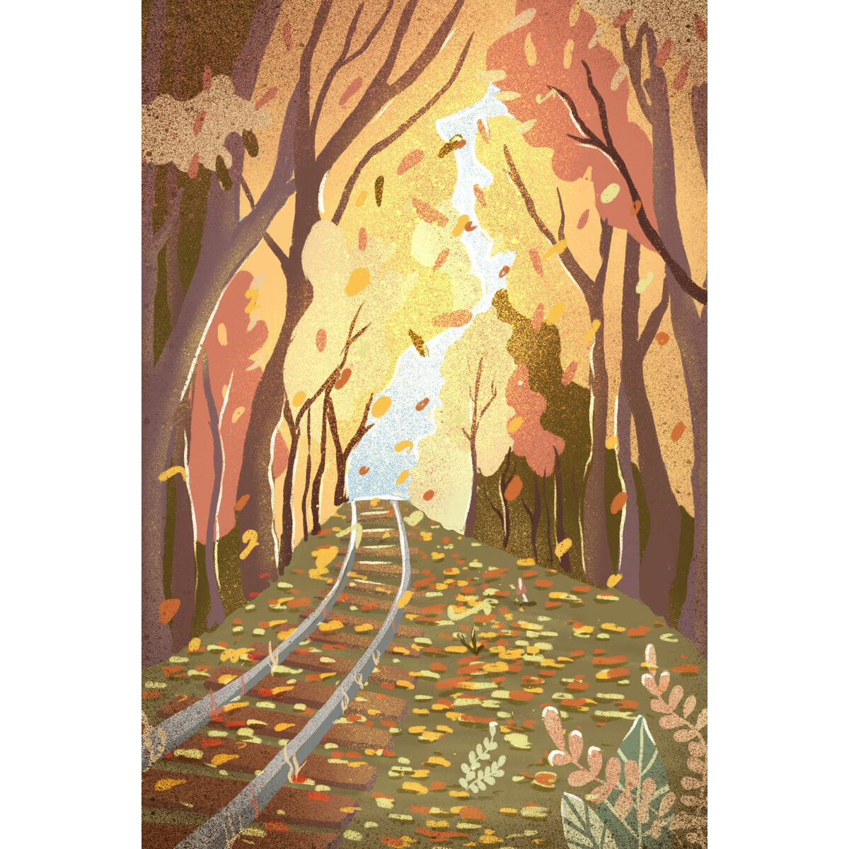 Tableau mural illustration parc automnal Tableau mural illustration parc automnal