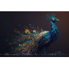 Tableau mural paon aquarelle