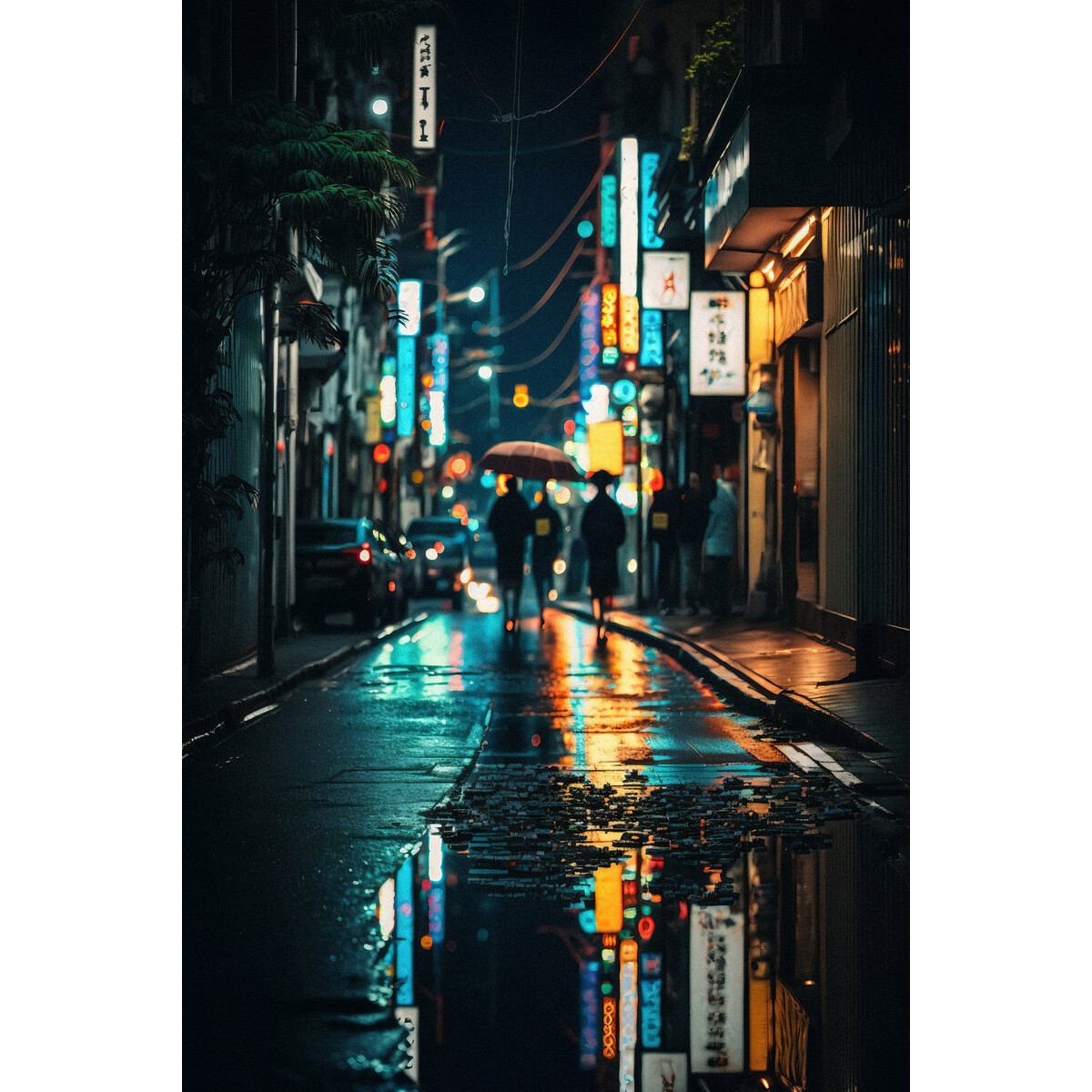 Tableau mural pluie à Tokyo