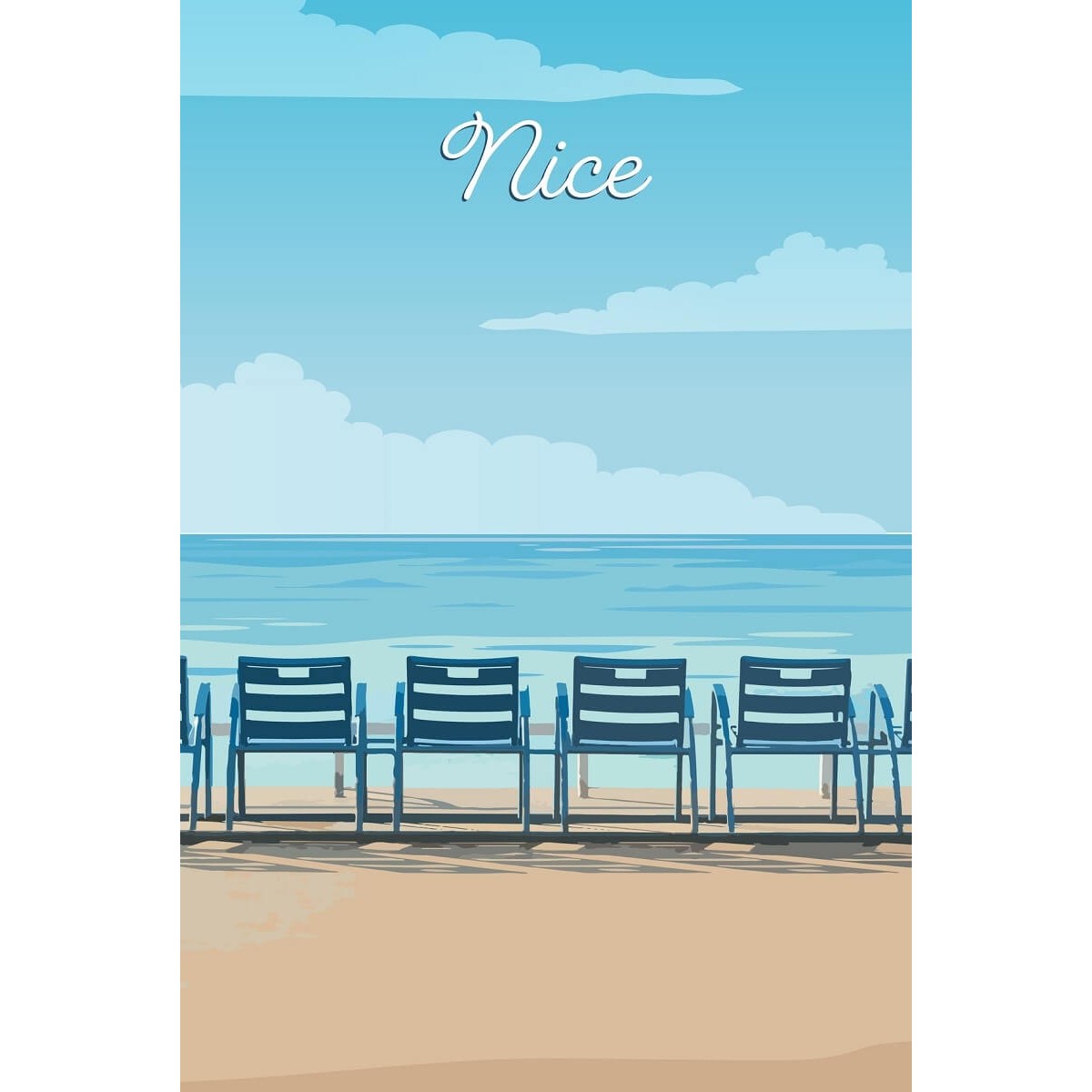 Tableau sur toile illustration chaises Nice Tableau sur toile illustration chaises Nice