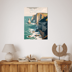 Tableau mural illustration sur toile falaise Etretat