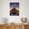 Tableau mural illustration Mont-Saint-Michel sunset ambiance