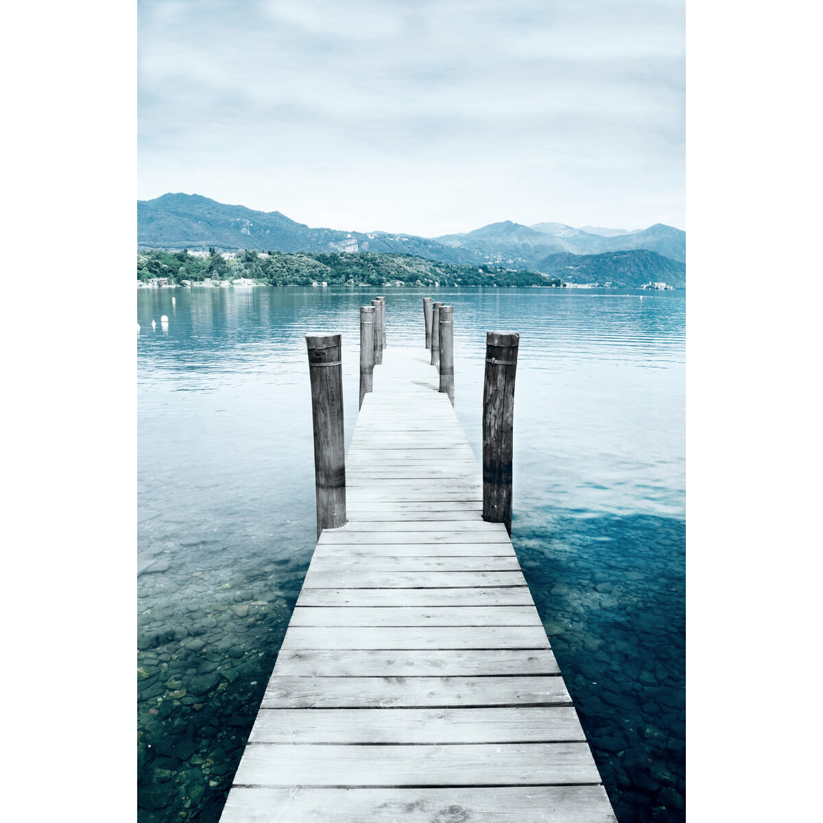Tableau mural ponton et montagne