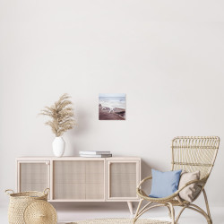 Tableau mural banc face mer 30x30 cm mise en ambiance