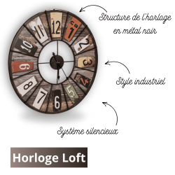 Horloge Loft color 60 cm