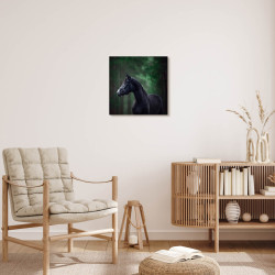 Tableau mural cheval forêt 30x30 cm mise en ambiance