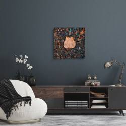 Tableau mural feuille d'automne 30x30 cm mise en ambiance