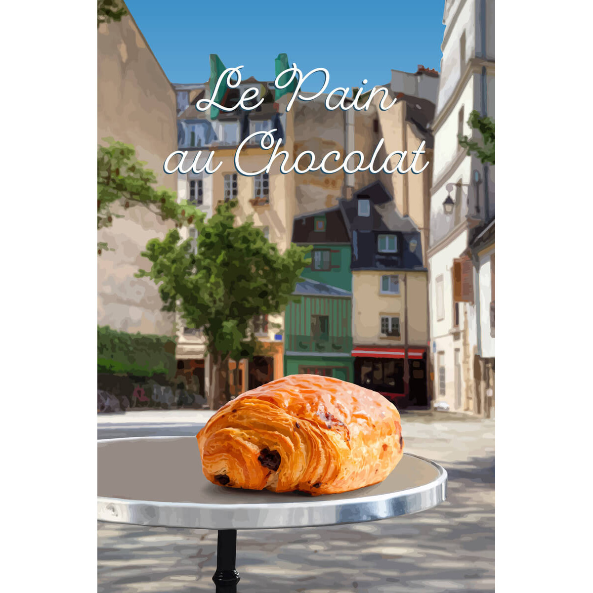 Tableau mural illustration pain au chocolat Tableau mural illustration pain au chocolat