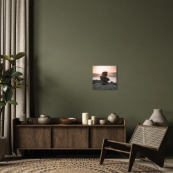 Tableau mural pile de rochers 45x45 cm mise en ambiance