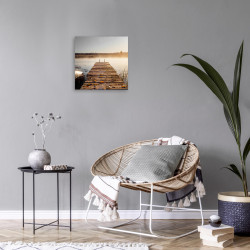 Tableau mural ponton sur lac 30x30 cm mise en ambiance