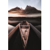 Tableau mural barque montagne