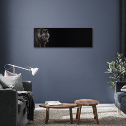 Tableau sur toile loup noir 30x97 cm