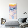 Tableau sur verre synthétique paysage enneige 65x145 cm mise en ambiance