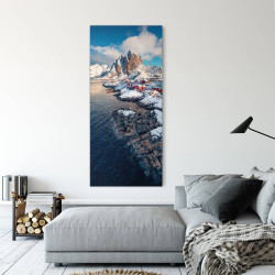 Tableau sur verre synthétique voyage nordique 65x145 cm mise en ambiance