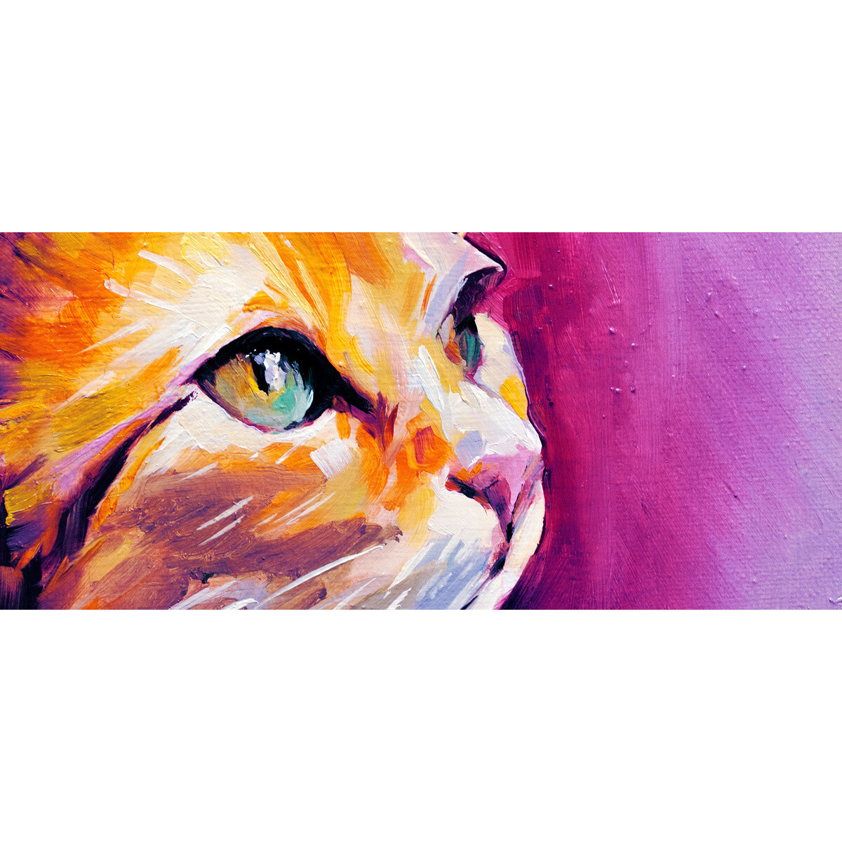 Tableau sur verre synthétique chat peint 65x145 cm Tableau sur verre synthétique chat peint 65x145 cm