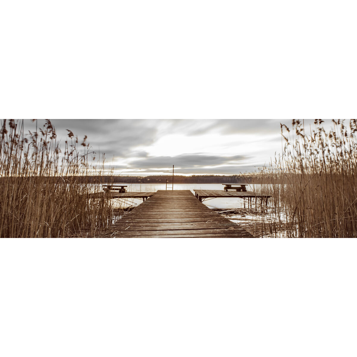 Tableau sur toile ponton et marais 30x97 cm Tableau sur toile ponton et marais 30x97 cm