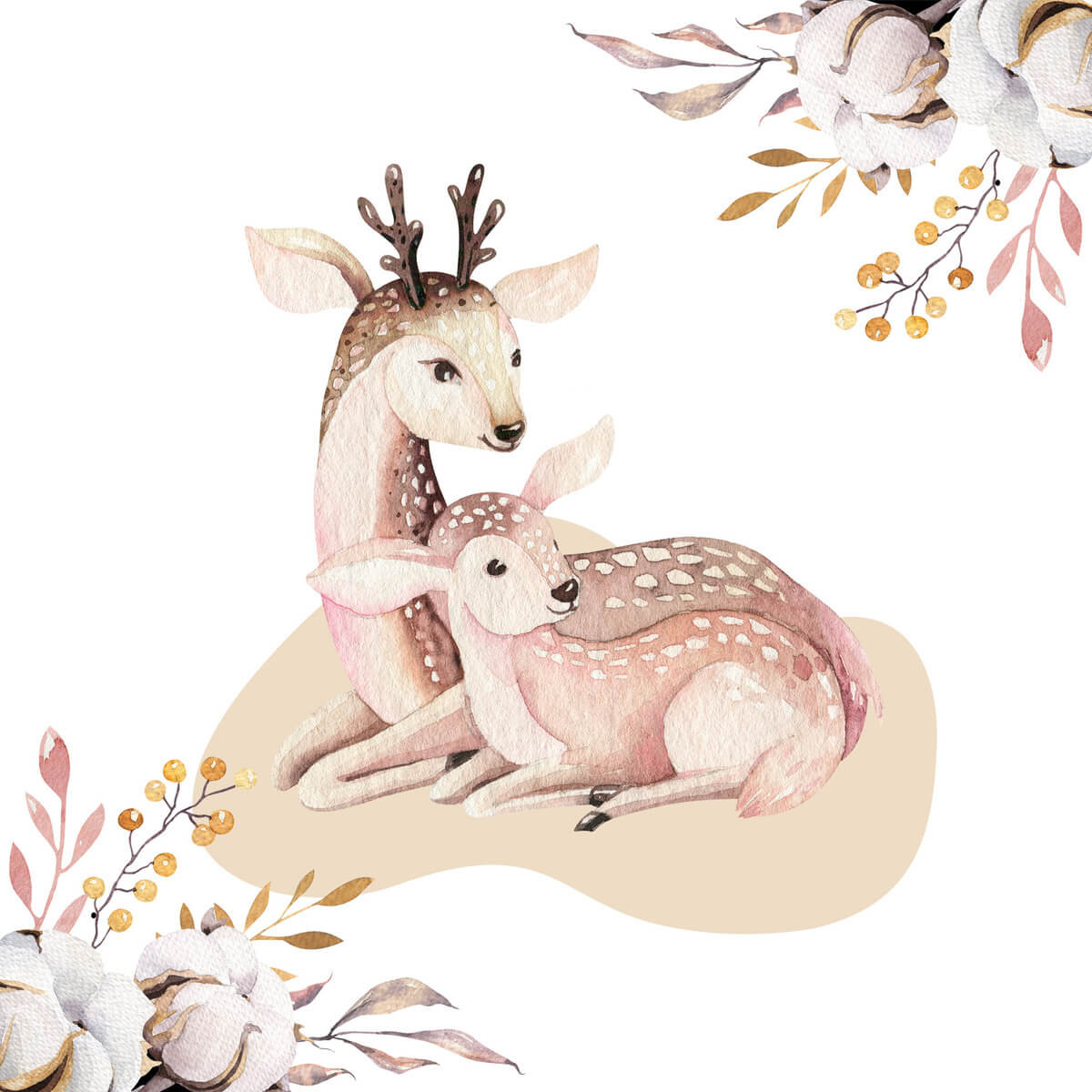 Tableau sur toile biches 30x30 cm Tableau sur toile biches 30x30 cm