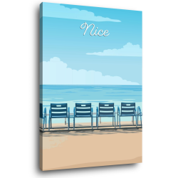 Tableau mural encadré illustration chaises Nice 65x97 cm face