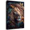 Tableau mural lion roi fleuri
