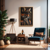 Tableau mural encadré renard futuriste 65x97 cm biais