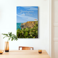 tableau sur toile illustration Zambujeira do Mar 45 x 65 cm en ambiance