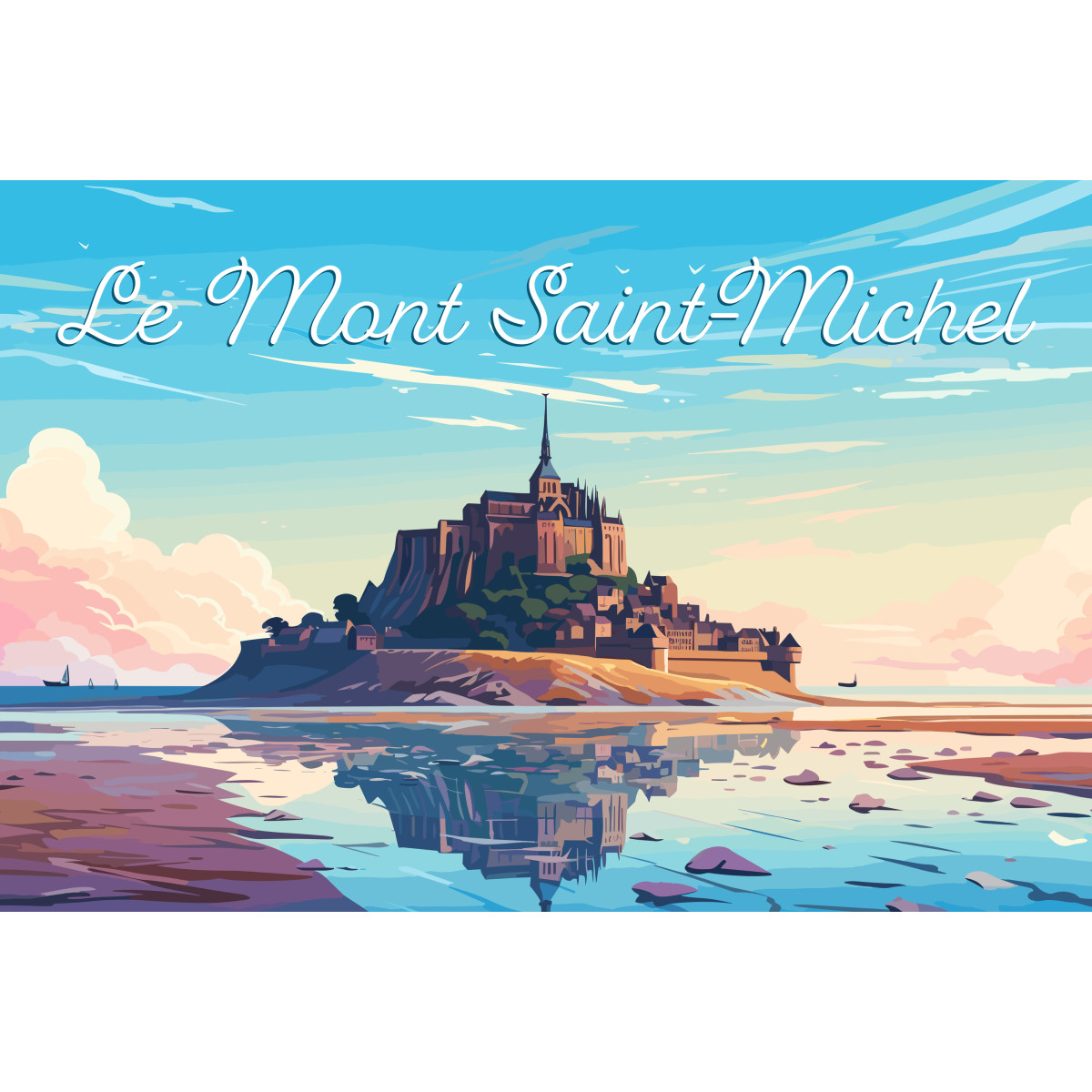 Tableau mural illustration du Mont St-Michel Tableau mural illustration du Mont St-Michel