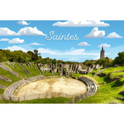 Tableau mural illustration Arène Saintes