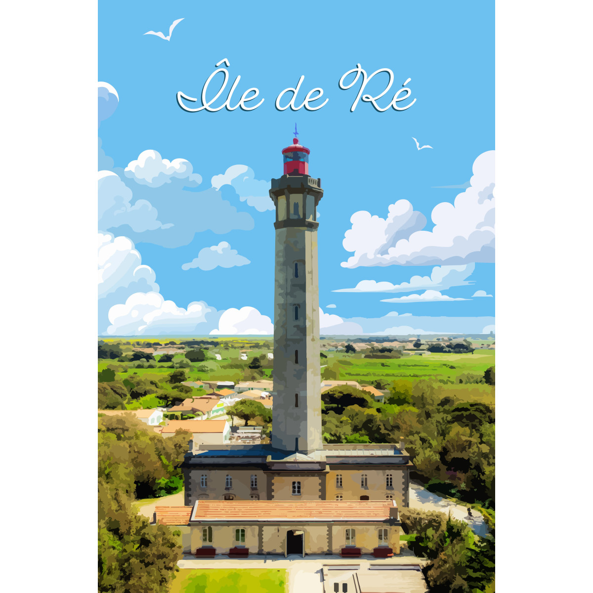 Tableau mural illustration Phare Baleine Tableau mural illustration Phare Baleine